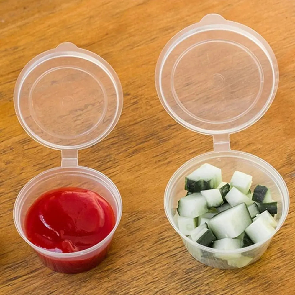 50pcs Sealed and Leak-proof Disposable Sauce Cup Sauce Cup Containers with Hinged Lids Portable Sauce Box Reusable Quake