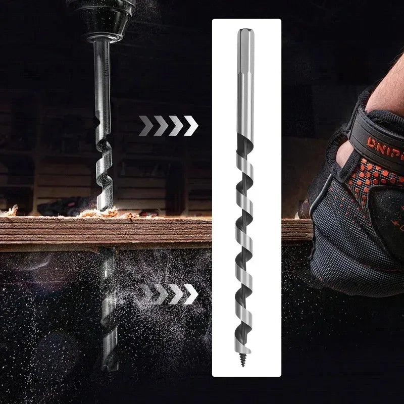 Hex Shank Wood Auger Bit Extended Deep Hole Spindle Dril Carbon Steel Twists Drill Bit Heavy Duty 230mm Long Hole Reaming Tools Quake