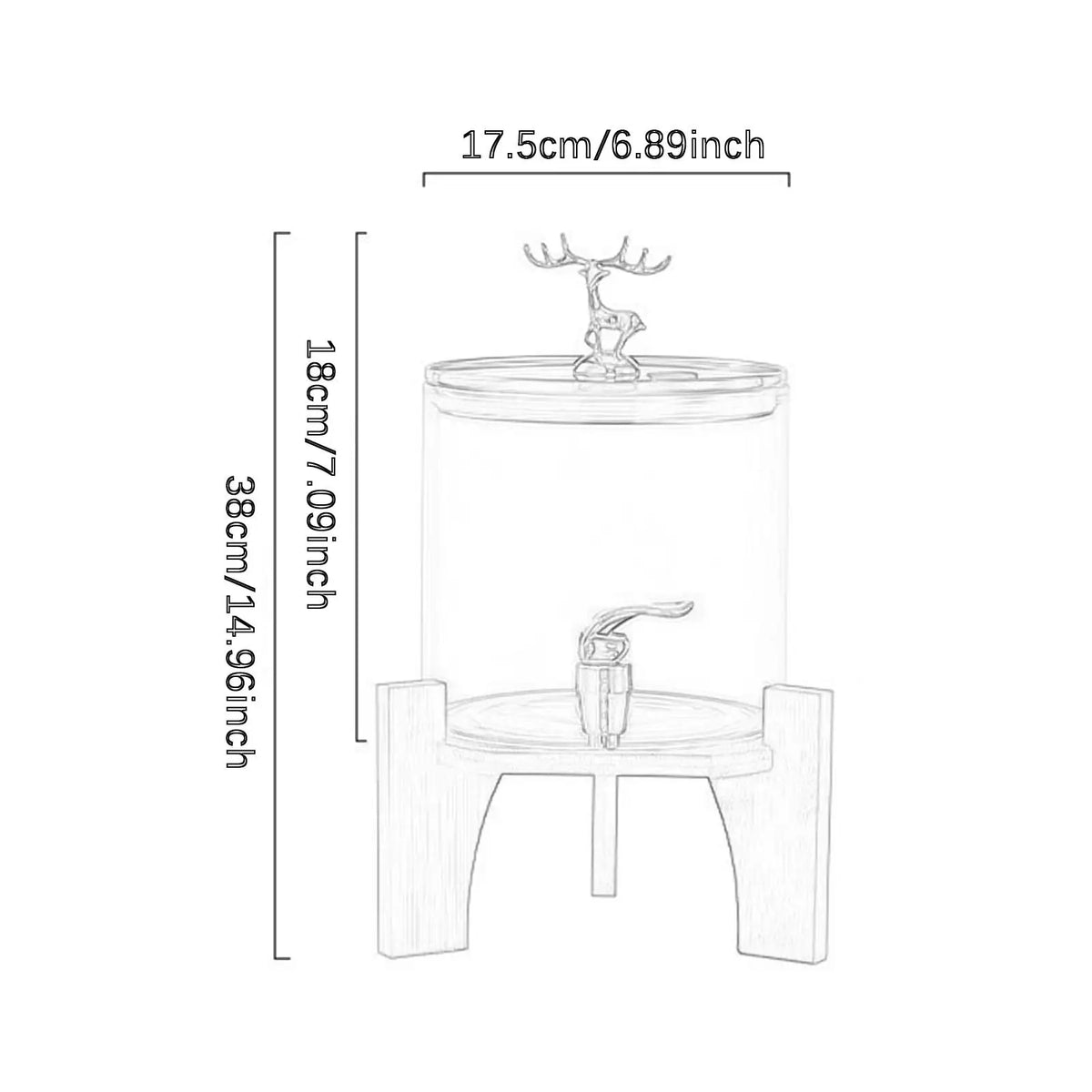 Cold Kettle Drink Dispenser with Glass Body and Bamboo Stand Party Drink Jug for Events Gatherings Different Cups Use Quake