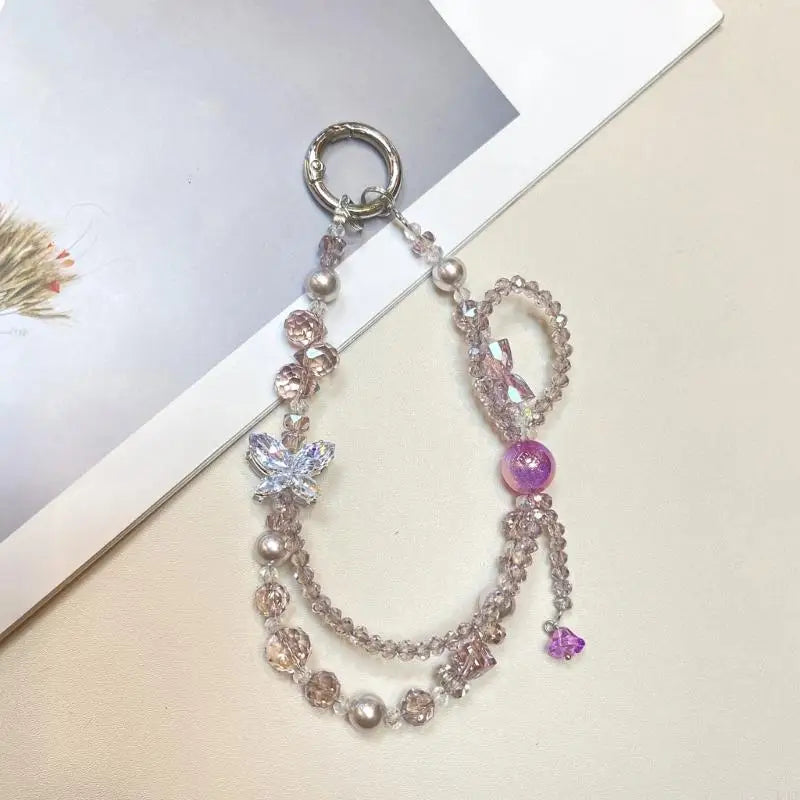 Women Girls Cellphone Pendant Hanging Cord Beaded Telephone Strap Jewelry Chain K1KF Quake