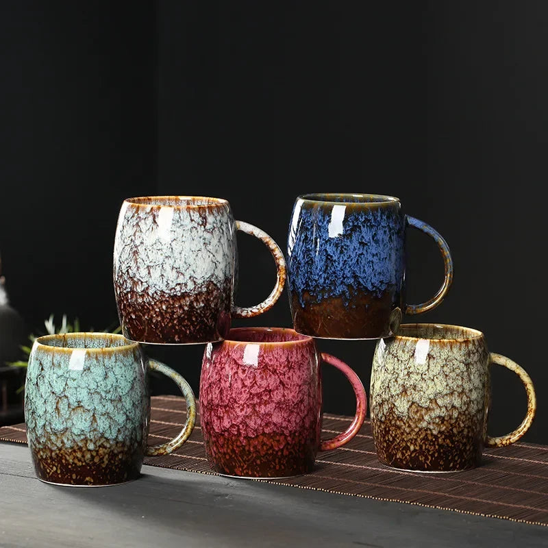 Creative and Personalized Mug Large Capacity Simple Ceramic Men's and Women's Couple Japanese Style Coffee Cup Quake