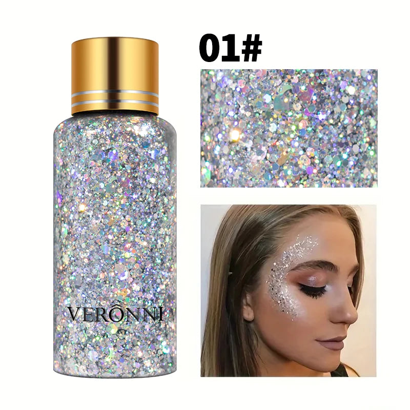 Mermaid Sequin Body Glitter Gel - Long-Lasting Shine for Carnival,Parties, Festival and Stage Performance-Great for Girls Makeup Quake 01