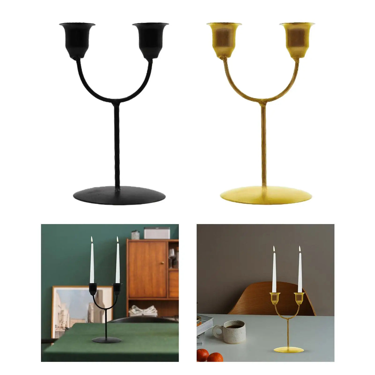 Candles Holder Candlestick Vintage Style Taper Candles Stand Art Decor Decorative Tabletop Candleholder for Living Room Quake
