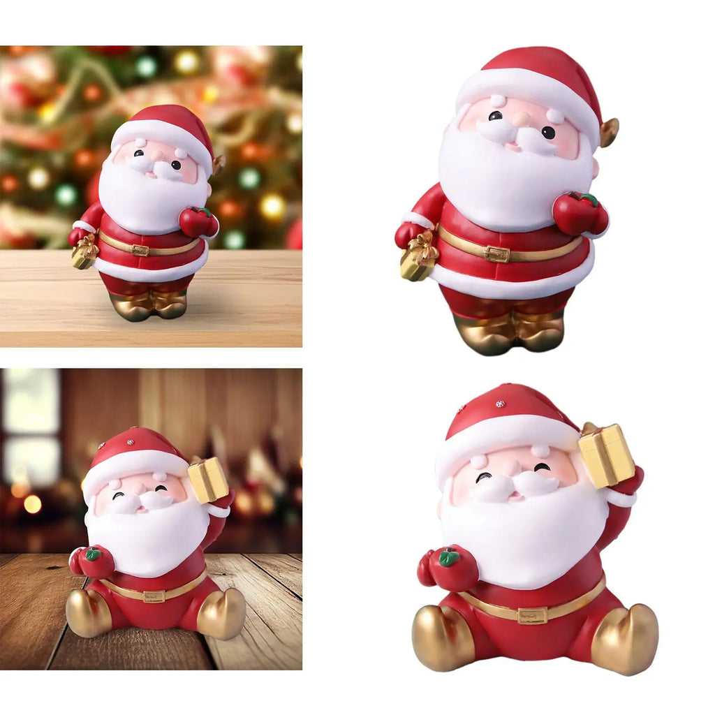 Christmas Decoration Piggy Bank Figurine Xmas Miniature Hand Painted Photo Prop Shelf Sculpture for Christmas Decor Quake