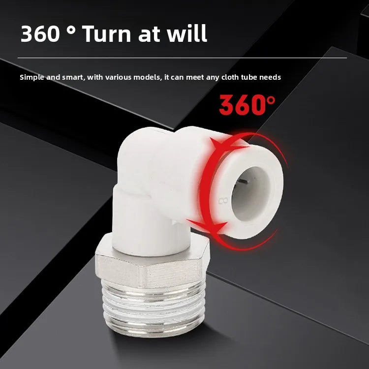 2Pcs PL Pneumatic Quick Connector Threaded Elbow PL6-01/8-02/8-04/10-02/12-03 Hose Air Fitting Quake