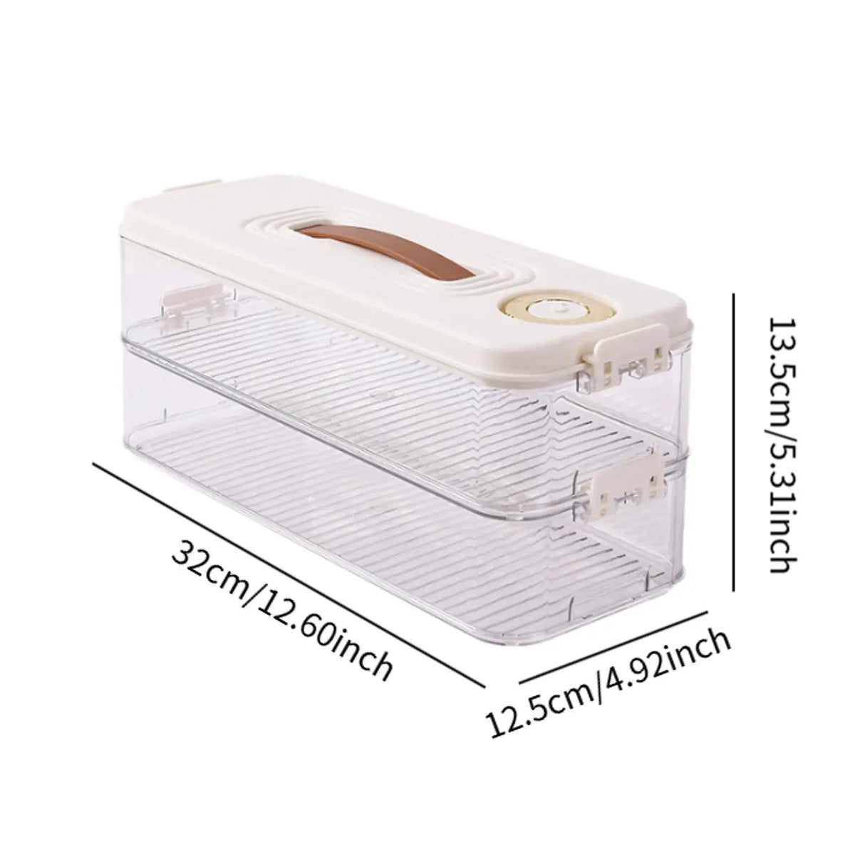 Food Storage Container with Handle Transparent Stackable Airtight Dumpling Storage Box for Fruit Snack Picnic Fridge Sandwiches Quake