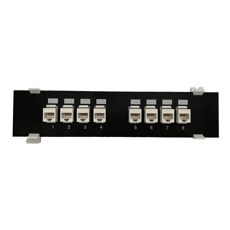 8-Port Cat6 Network Patch Panel with Wall Mount Bracket RJ45 Insert Keystone Gigabit LAN Coupler Plug Frame K1KF Quake White