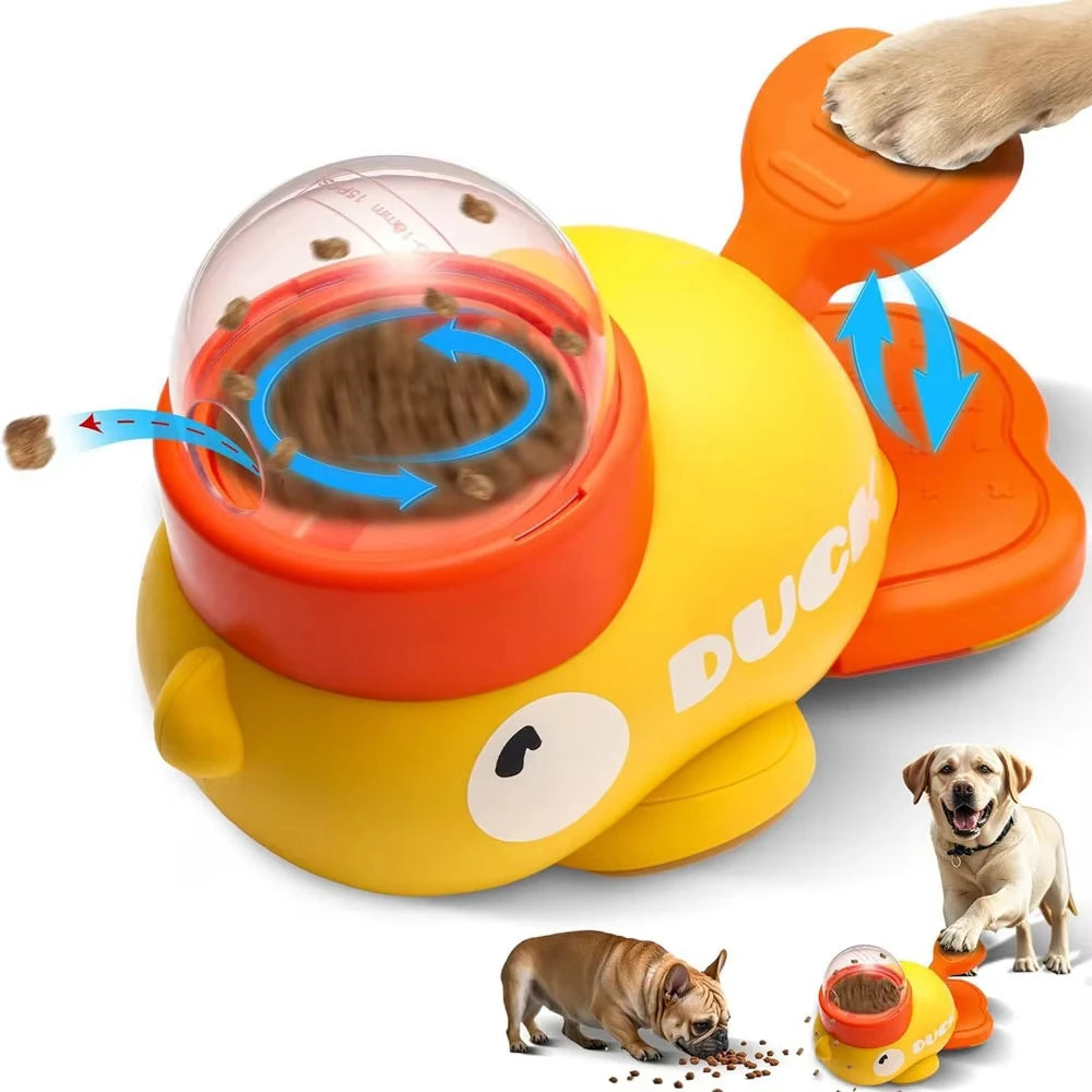 Yellow Duck-Shaped Interactive Dog Treat Dispenser Durable Plastic Training Dog Toy Puzzle Slow Feeder Dog Entertainment Toy Quake YELLOW