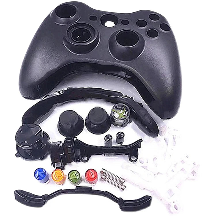 Full Hard Case Housing Shell Buttons Mod Kit Component Cover for Xbox 360 Game Controller Quake black