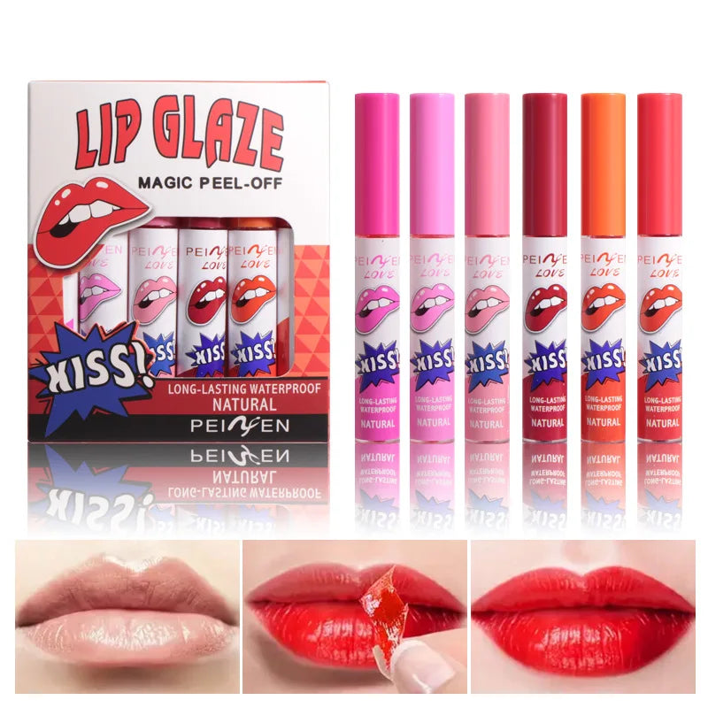 Amazing Tear Off Lip Gloss Liquid Red Lipstick Does Not Fade or Long-lasting Waterproofcup Set Box Tear Off Lip Mask Cosmetic Quake