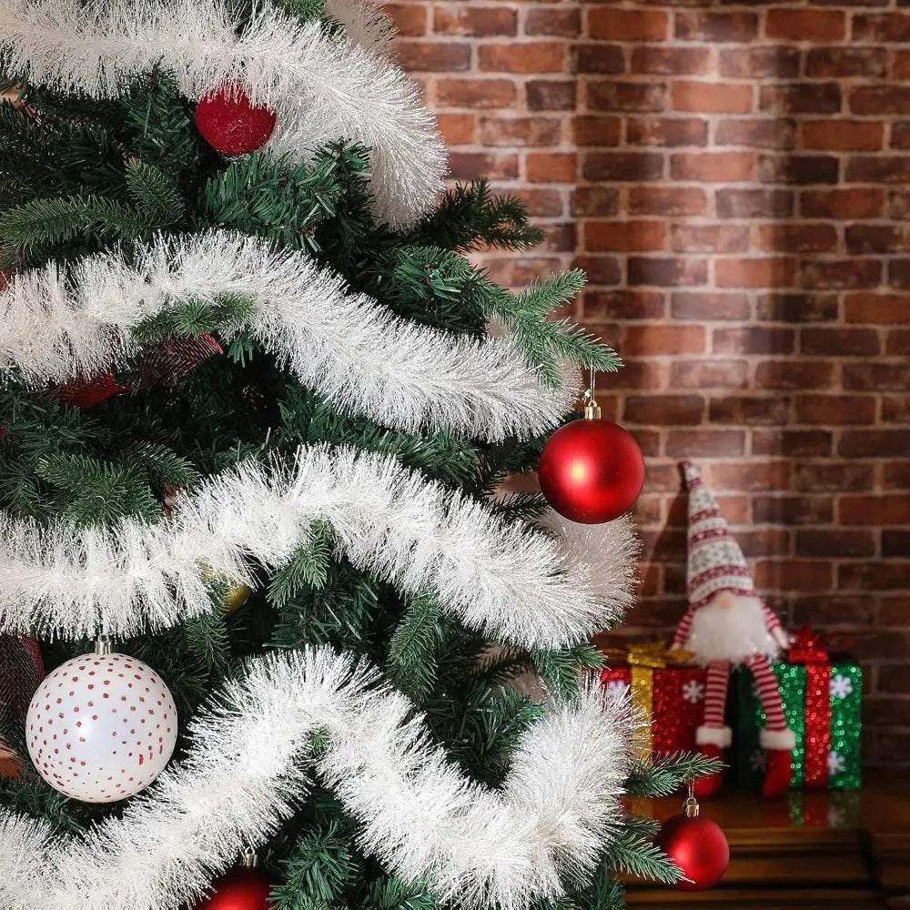 White Christmas Tinsel Ribbons DIY Garland Xmas Tree Hanging Ornament Halloween Wedding Birthday Party Home Decoration Supply Quake