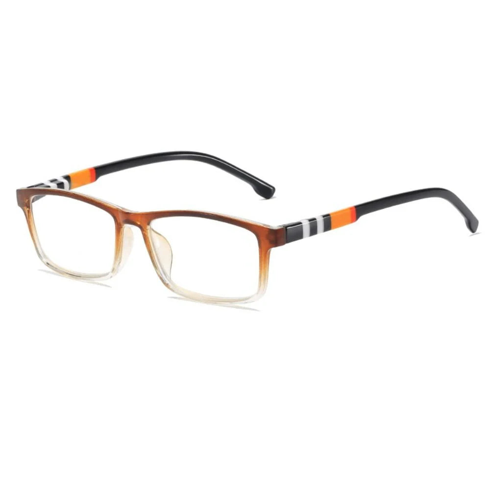 New Anti-Blue Light Reading Glasses for Women Men Fashion Striped PC Frame Readers Eyewear Eye Protection Presbyopia Eyeglasses Quake brown +300