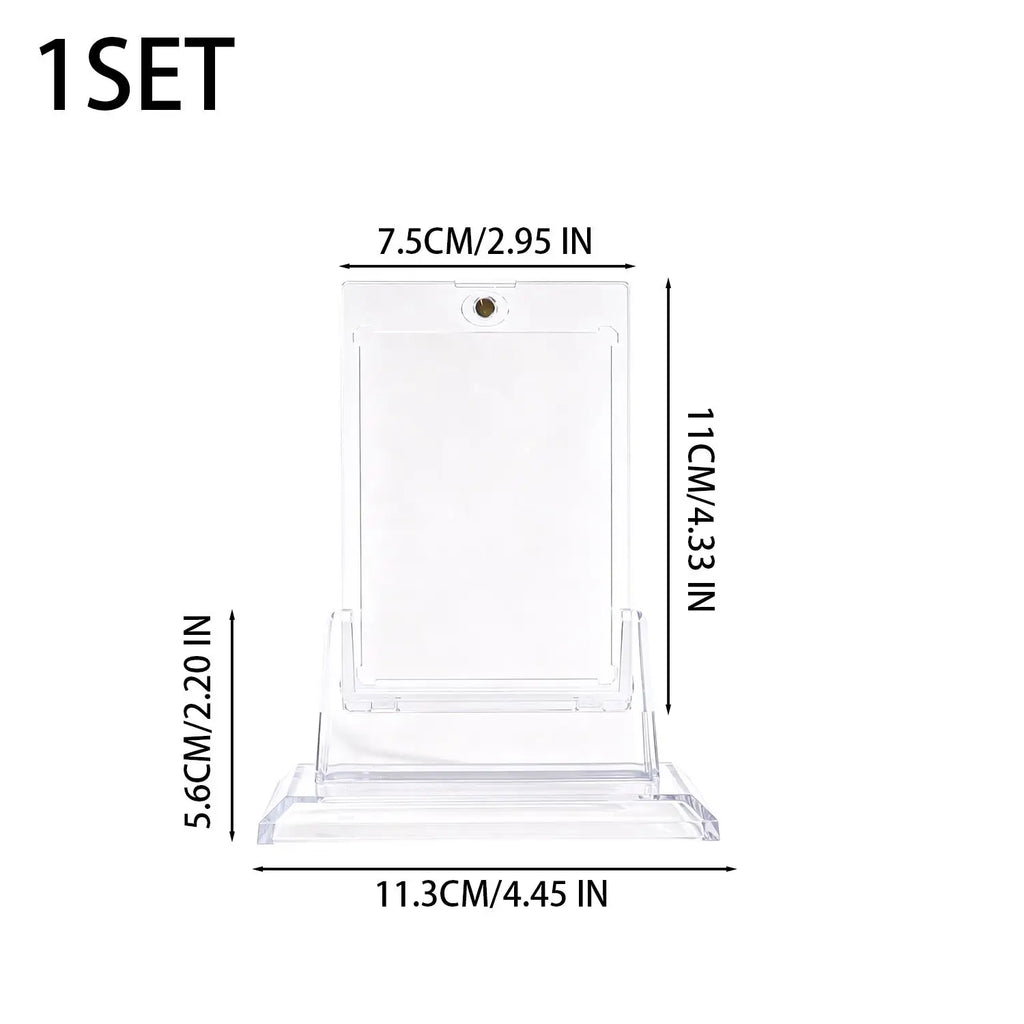 35PT Magnetic Card Holder Set Transparent Display Case for Baseball Card Trading Cards Hard Acrylic Protector Decorative Shelves Quake WHITE 3Set
