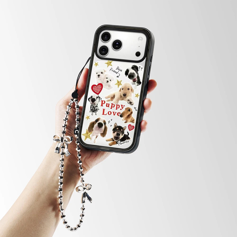 Puppy Love Cute Lovely Pattern Impact Magnetic Phone Case Cover for IPhone 14 15 16 17 18 Pro Max Case Quake