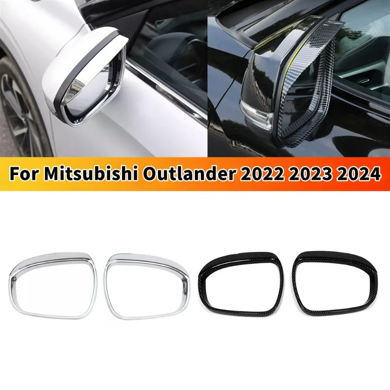 For Mitsubishi Outlander 2022-2024 2x Car Sticker ABS Exterior Side Mirror Rain Eyebrow Frame Trim Decorative Accessories Parts Quake