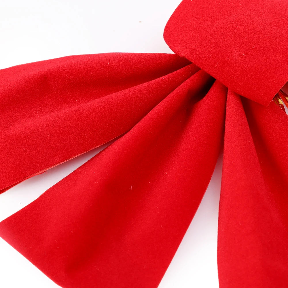Large Christmas Bow Red Velvet Bow Christmas Tree Topper Decoration Wreath Bows for Door New Year Christmas Party Decoration Quake