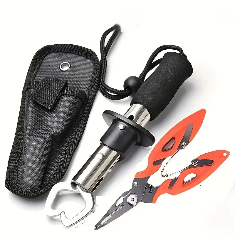 1 Set Stainless Steel Fish Gripper Grip(16.76 cm)+Pliers(10.92 cm) Fishing Tackle Controller Fish Plier Fishing Tools Quake Chengse1Set