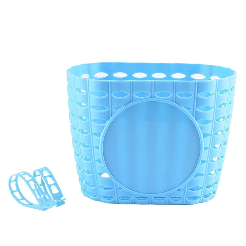 1pc Bicycle Basket Hollow Children Bike Tricycle Scooter Storage Front Handlebar Plastic Carrier Cycling Kids Riding Quake Blue