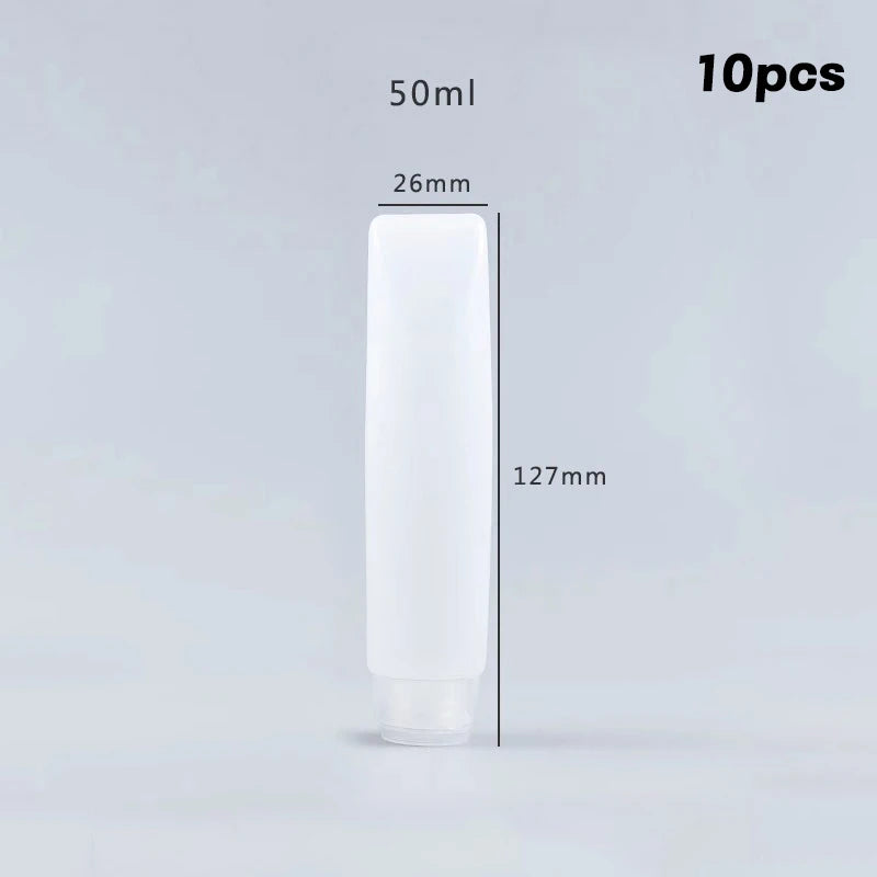10Pcs 30/50ml Empty Squeeze Tube PE Soft Tubes Facial Cleanser Bottle Cosmetic Packaging Travel Bottle Refillable DIY Container Quake 50ML