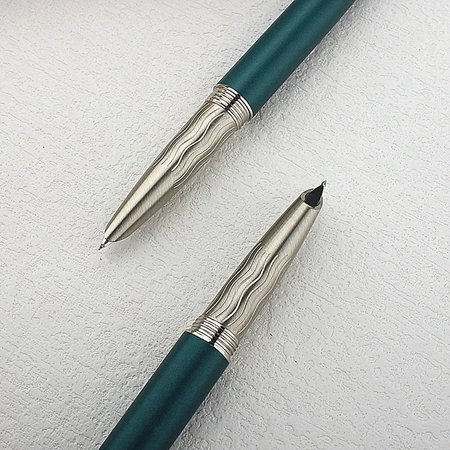 High Quality Classic Style All Steel Fountain Pen Bent 1.0mm Nib Ink Pens School Office Supplies Students Stationery Quake