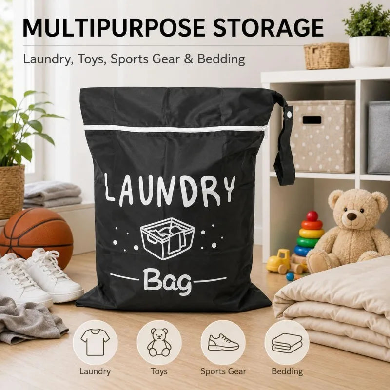 Large Capacity Laundry Bag Portable Dirty Clothes Storage Bag Oxford Waterproof Storage Pouch Swimming Fitness Beach Clothes Bag Quake