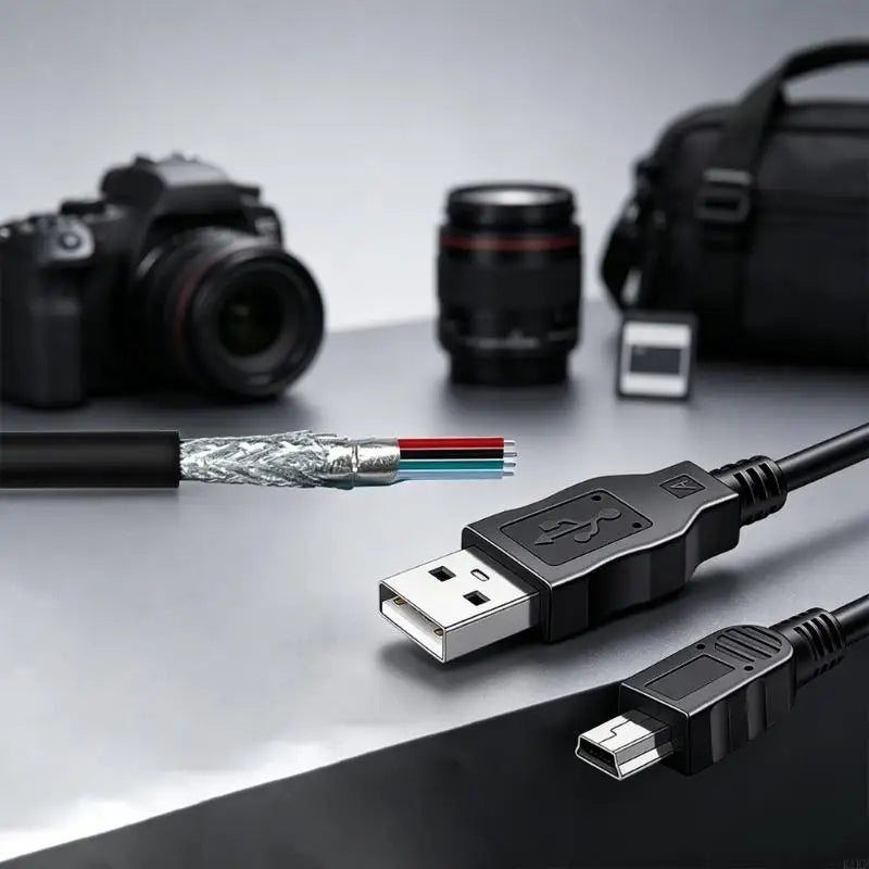 USB-A to 5-Pin Mini-USB Camera Cable with Molded Strain Relief and Black PVC Covering for IFC-400PCU Photo and Video K1KF Quake
