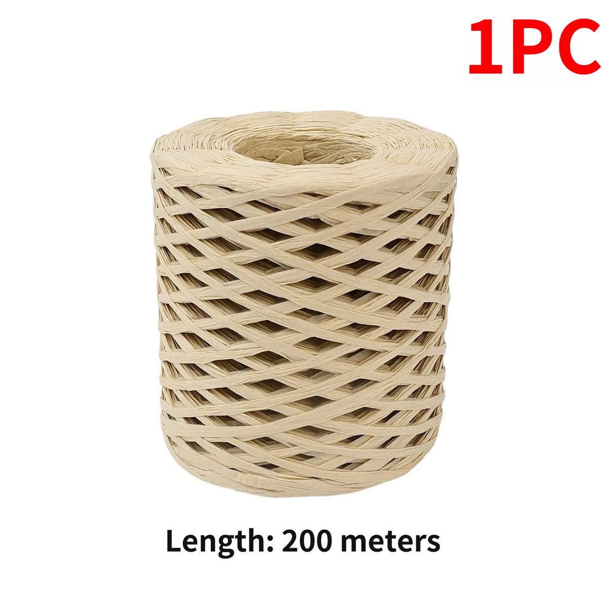 200/80m Raffia Paper Ribbon Yarn Handmade Craft Color Knitted Rope Multi-purpose DIY Gift Packaging Supply Party Home Decor Prop Quake Natural Color (200m)