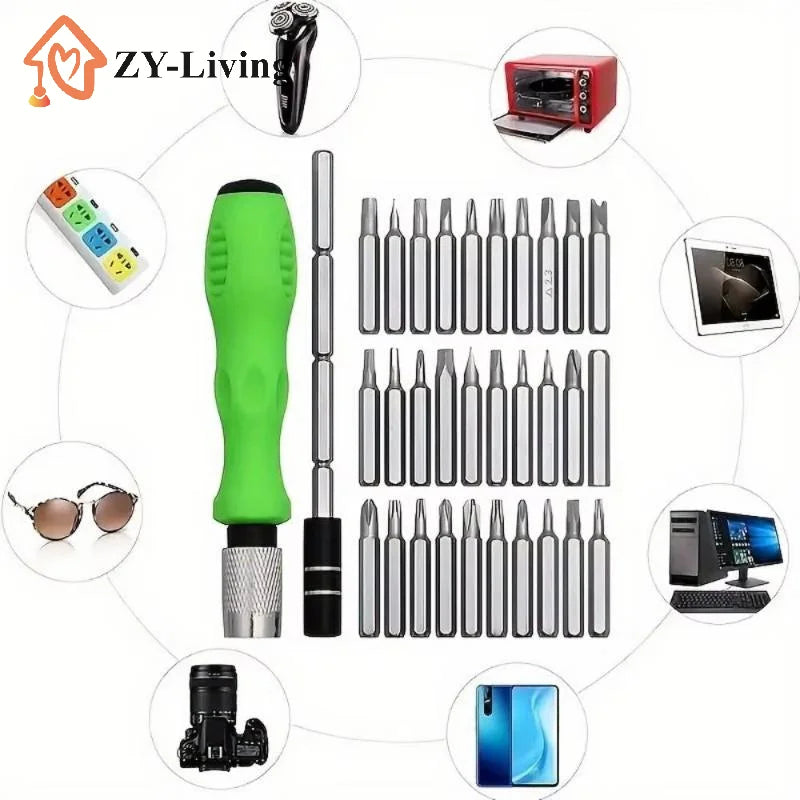 24/32 In 1 Precision Screwdriver Set Non Slip Green Handle Magnetic Bits For Electronics Repair Home DIY Tasks Quake