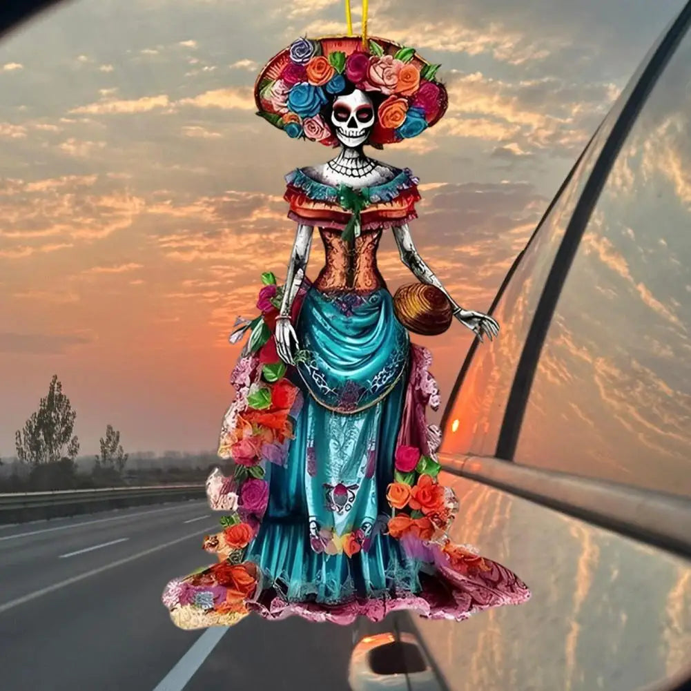 Car Pendant Style Skeleton Bride Car Pendant for Halloween Decor Hanging Accessories for Auto Tabletop Spooky Indoor Outdoor Quake