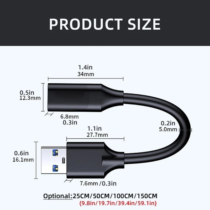 USB 3.2 Male To Type C Female Adapter Cord Fast Speed 10Gbps Data Sync And Charging For Devices With USB A Port K1KF Quake