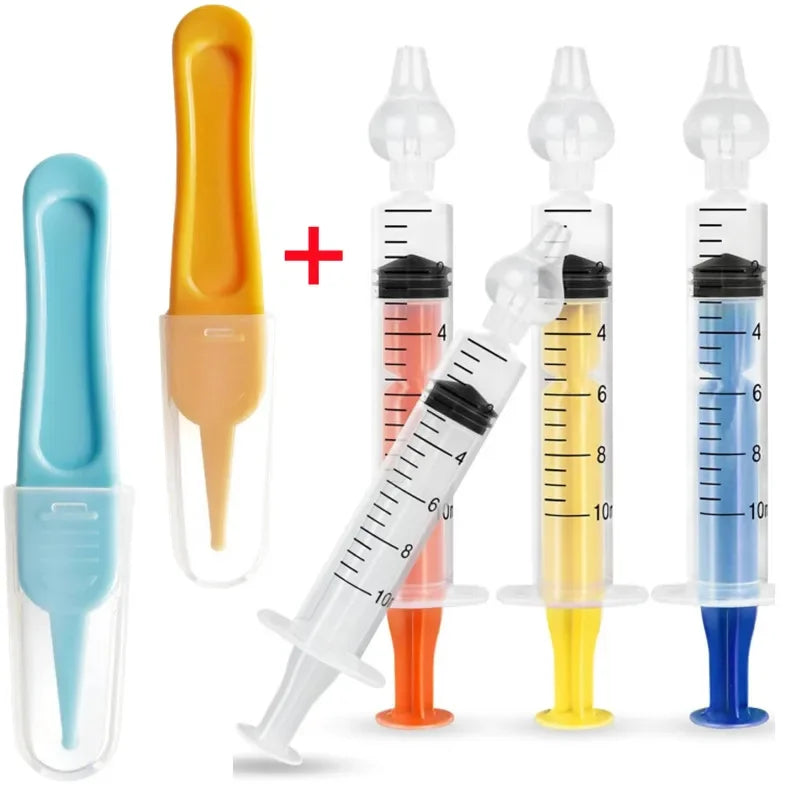 Baby Aspirator Nasal Professionalwith Nose Cleaning Tweezers Set Syringe Nasal Irrigator with Tweezers for Newborn Infants Kids Quake