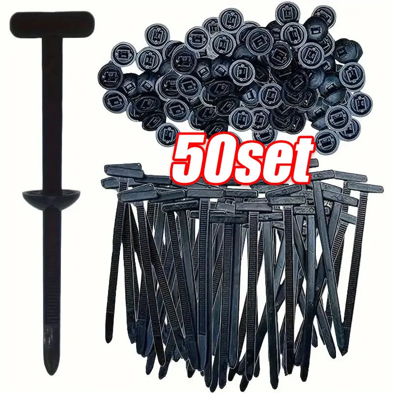 Universal Nylon Cable Tie Buckle Auto Fastener Screw Replacement Clip Car Fender Trunk Engine Guard Panel Wire Management Secure Quake 50SET