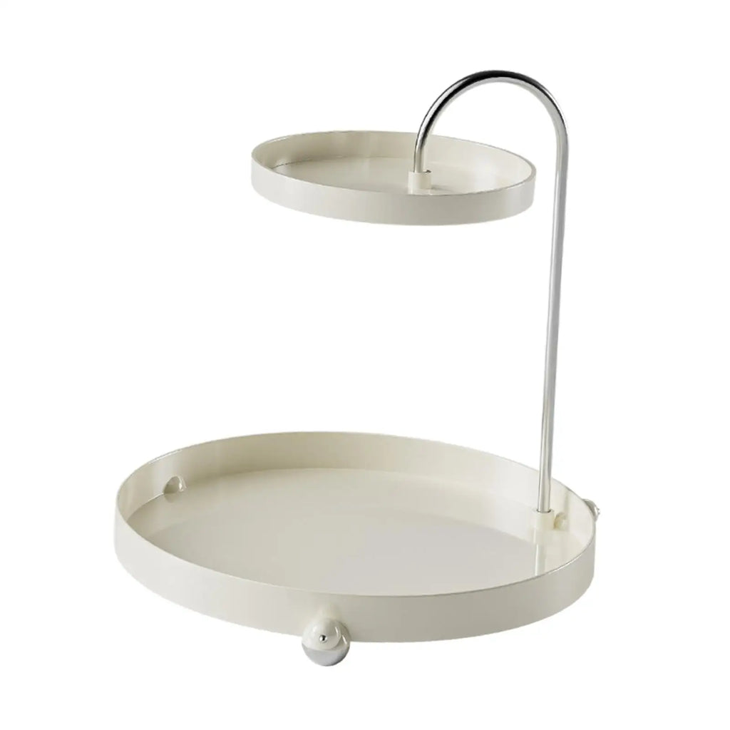 2 Tier Storage Rack, Bathroom Tray Holder, Rotatable Pantry Organization for Bedroom, Shower Dresser Bathroom Quake WHITE