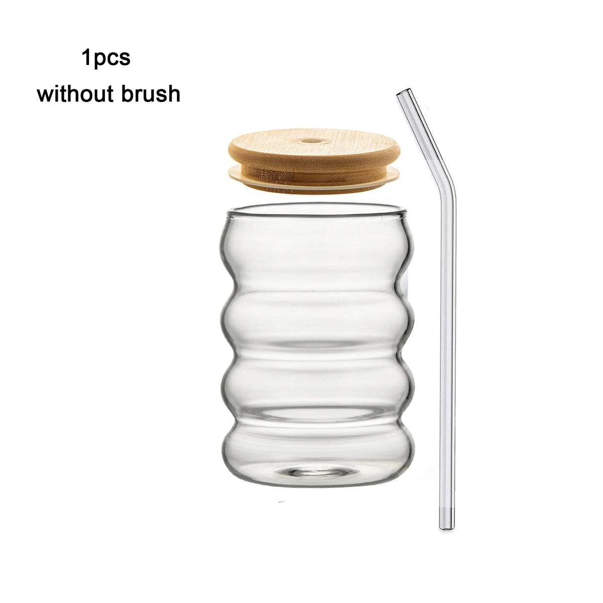 YWD 1/2/4PCS Glass Cup with Lid Straw Heat-resistant Wave Cup Beer Juice Ice Coffee Cups Cocktail Fruit Glass Drinkware Quake 1pcs