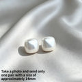 Soft Rounded Square Imitation Pearl Silver Stud Earrings Multi-size White Champagne Minimal Commute Luxury Women Ear Jewelry Quake B
