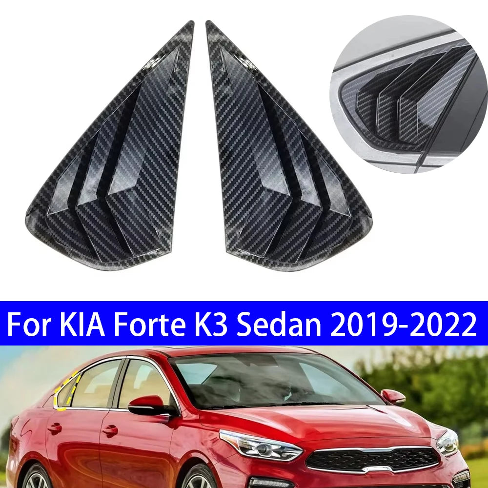 For KIA Forte K3 Sedan 2019-2022 Car Rear Louver Window Side Shutter Cover Trim Sticker Vent Scoop ABS Accessories Vehicle Decor Quake