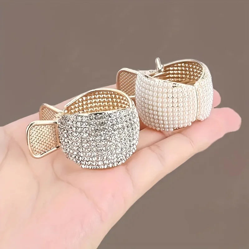 Korean New Rhinestone hair clip claw clamp Gypsy Hairpin High Ponytail Women's Hairpin Back Head Alloy Shark Clip Quake