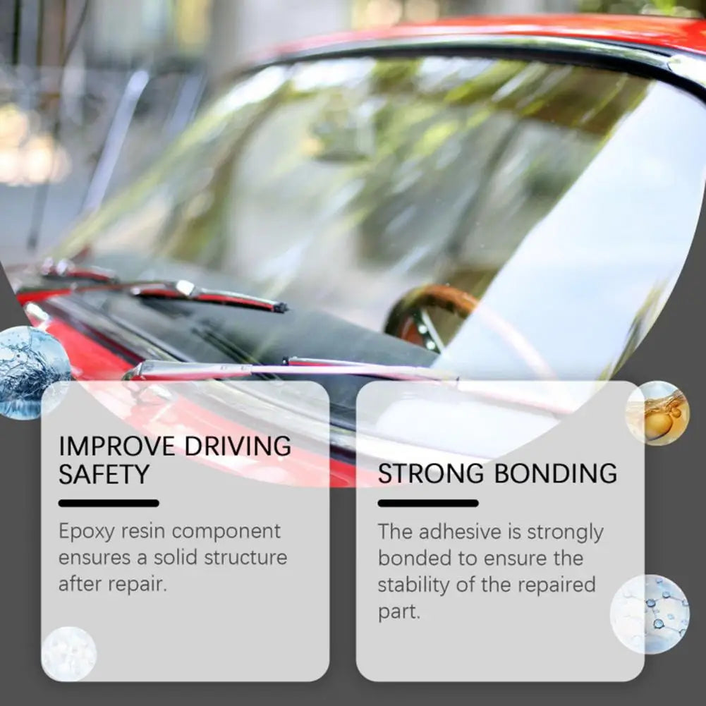 Car Windshield Repair Kit for Cracks Chips UV Glass Repair Fluid Permanent Bonding Prevents Further Spreading DIY Tool Quake
