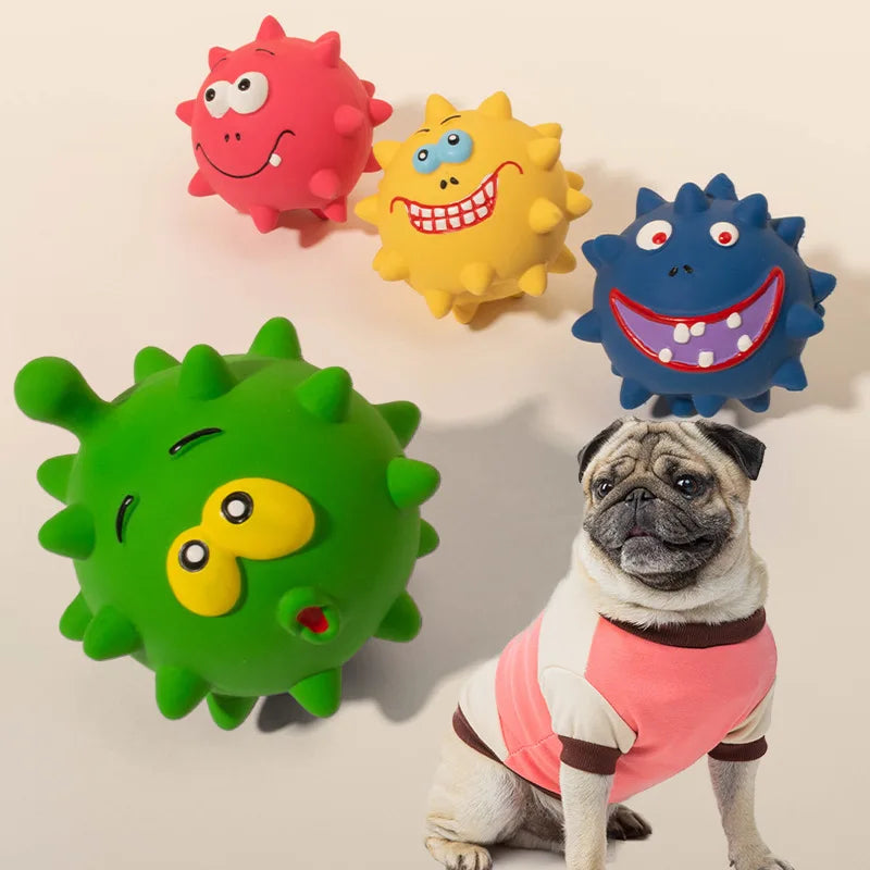 Cute Cartoon Big-Eyed Dog Sound Dog Toy Eco-Friendly Latex Interactive Pet Toy Ball Fun To Relieve Boredom Quake