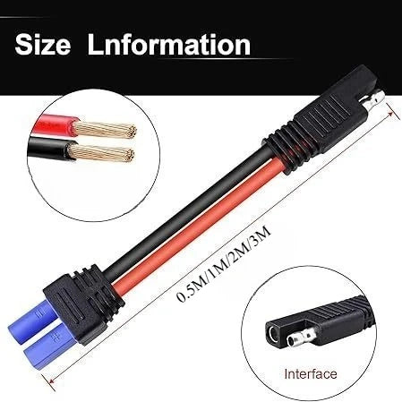 SAE to EC5/XT60/90 10AWG Heavy Gauge With 15A Fuse Holder Over‑Current Protection for Vehicle Solar Battery Charger DIY Wiring Quake