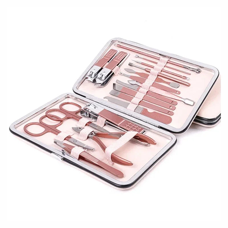 12Pcs/Box Rose Gold Stainless Steel Nail Clipper Set Nails Scissors Dead Skin Pliers Pedicure Knife Manicure Tool Quake