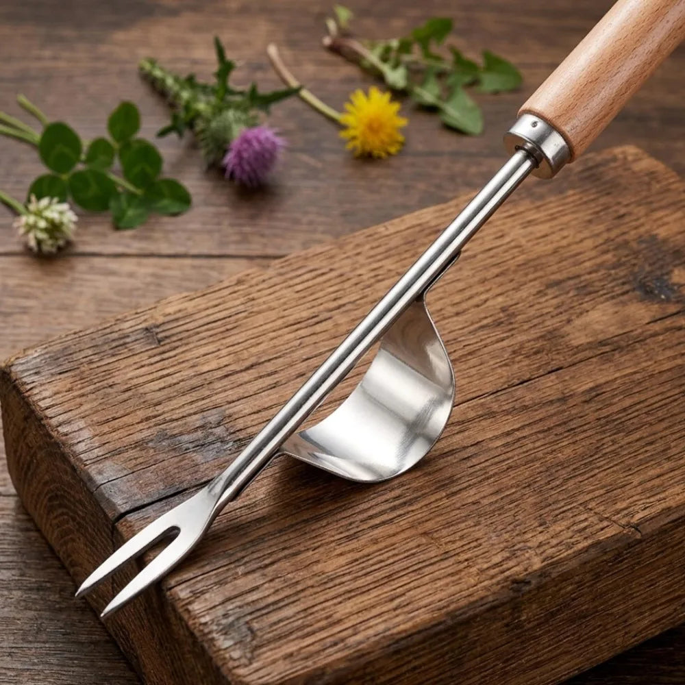 Manual Weed Remover Wooden Handle Stainless Steel Spatula Weed Puller Garden Crack Weeder Home Yard Patio Hoe Gardening Tools Quake
