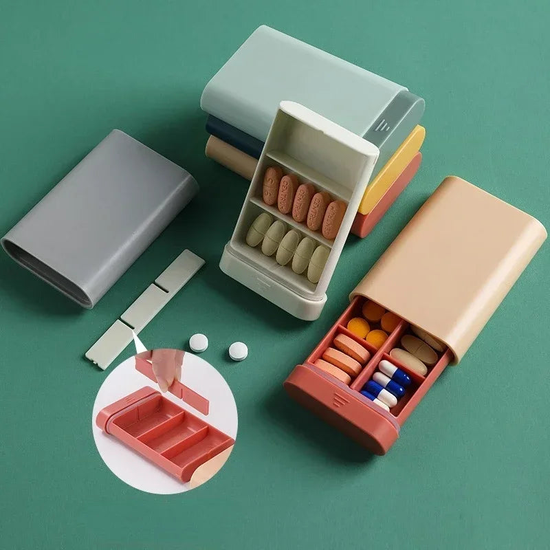 Tablet 7 Days 6 Grids Medicine Fish Oils Small Mini Portable Travel Vitamin Box Pill Cases Container Organizer Storage Quake