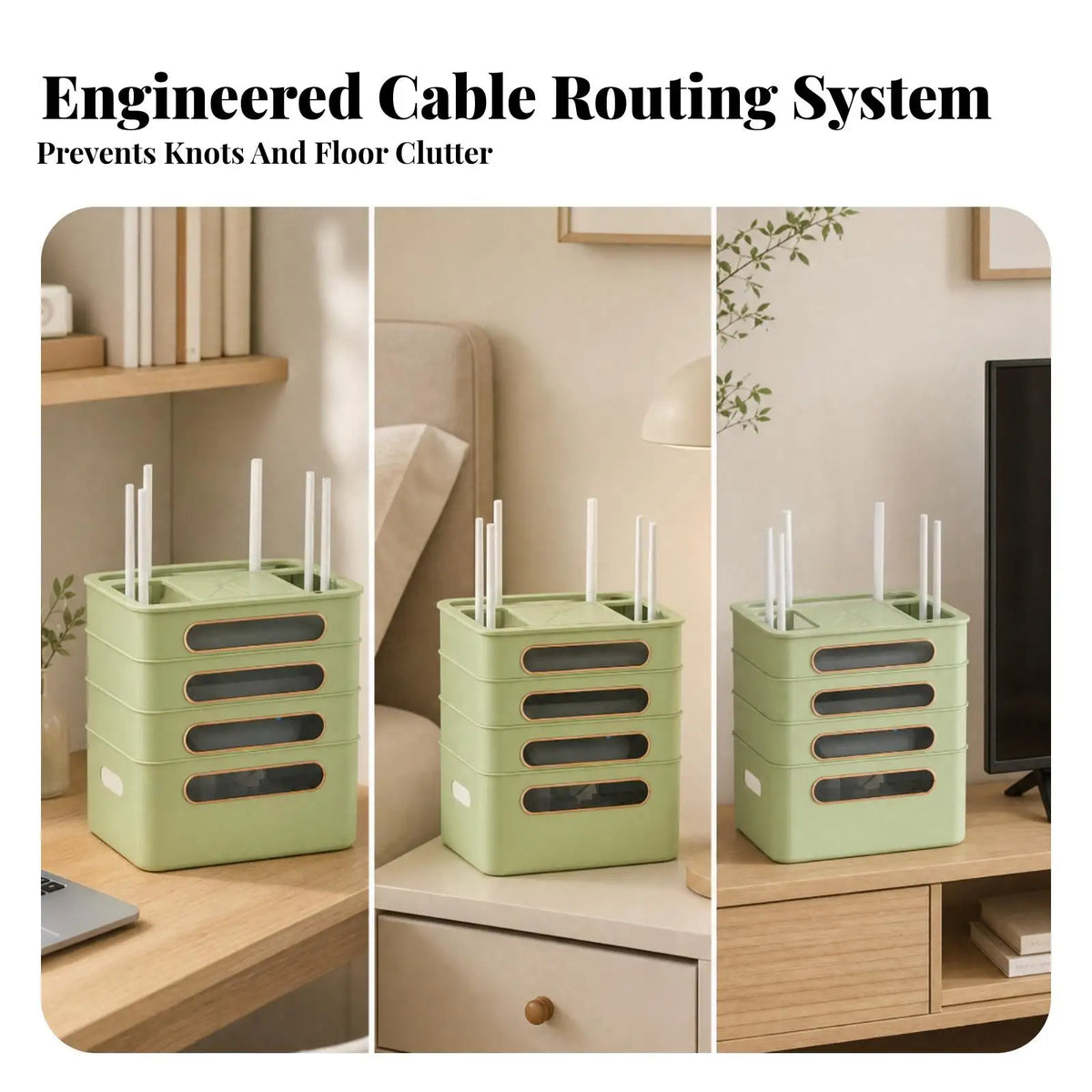 Router and Cable Organizer Box Space-Saving for Desk, Television Area Quake