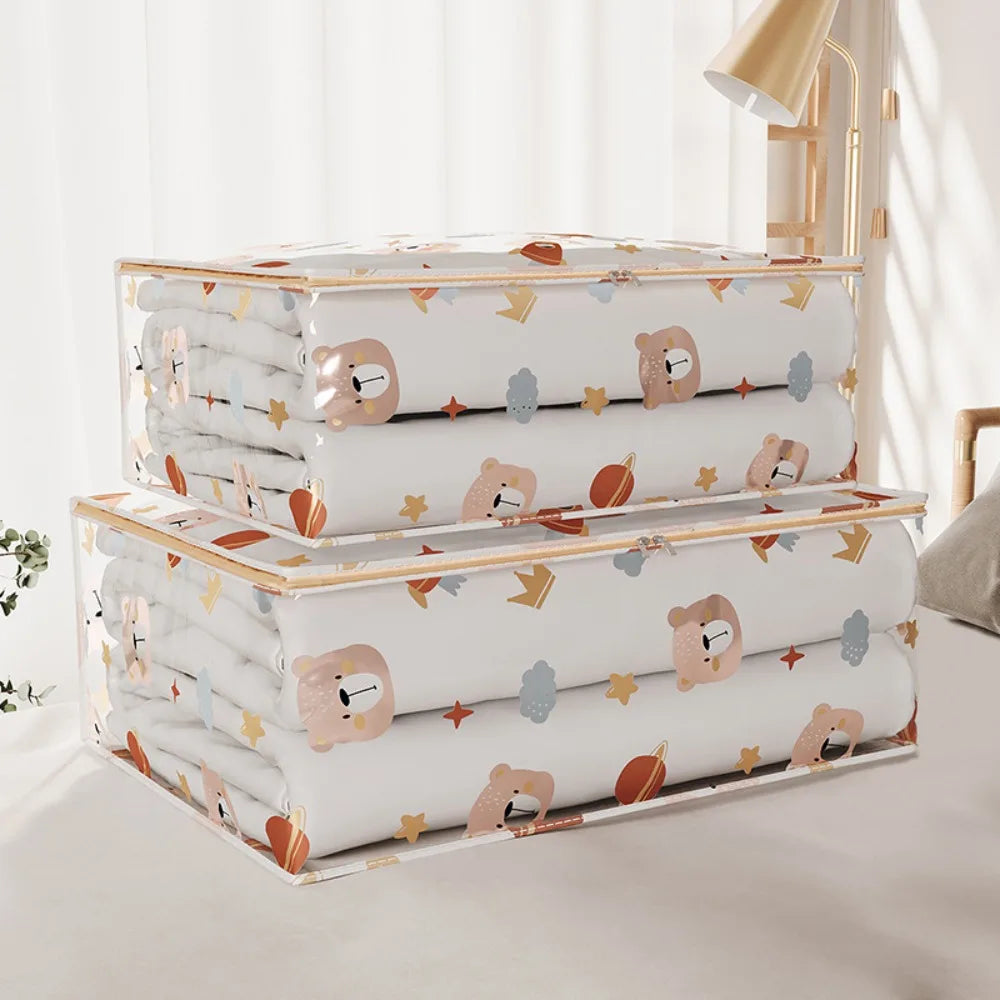 New Three-Dimensional Storage Bag Dustproof Large Capacity Clothes Organizer Transparent Waterproof Quilt Bag Household Quake