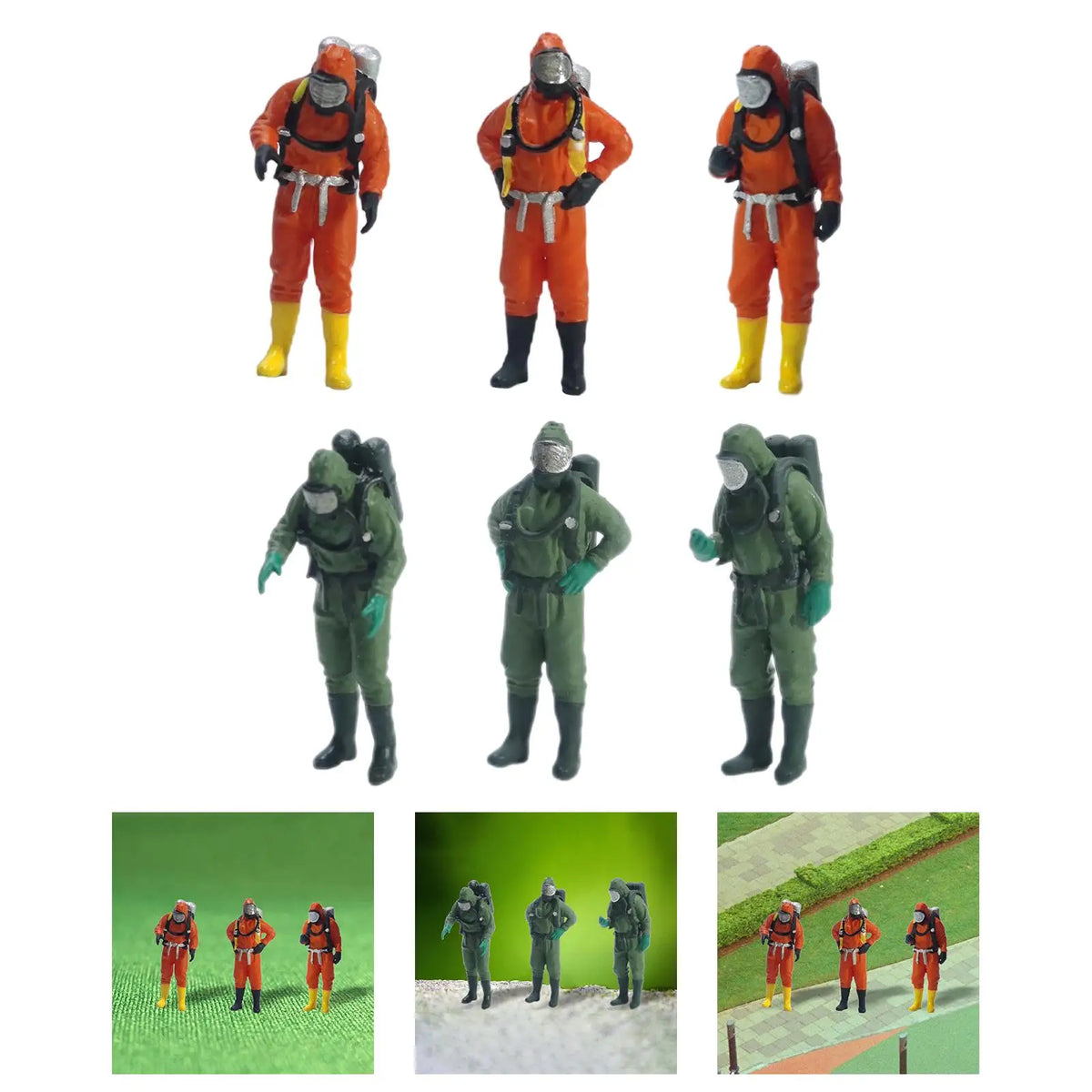 3x Miniature People Figure Miniature Fireman Man Role Play Figure Realistic Character Doll Diorama Architectural Building Quake