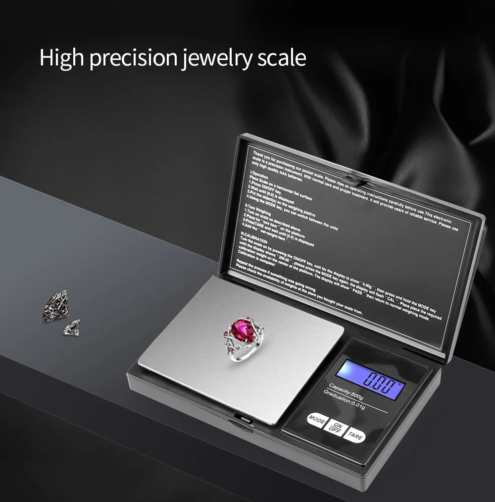 Mini Electronic Scale Pocket Digital Scale for Gold Sterling Silver Jewelry Scale Precision Scale 200/500gX0.01g/1kgX0.1g Quake