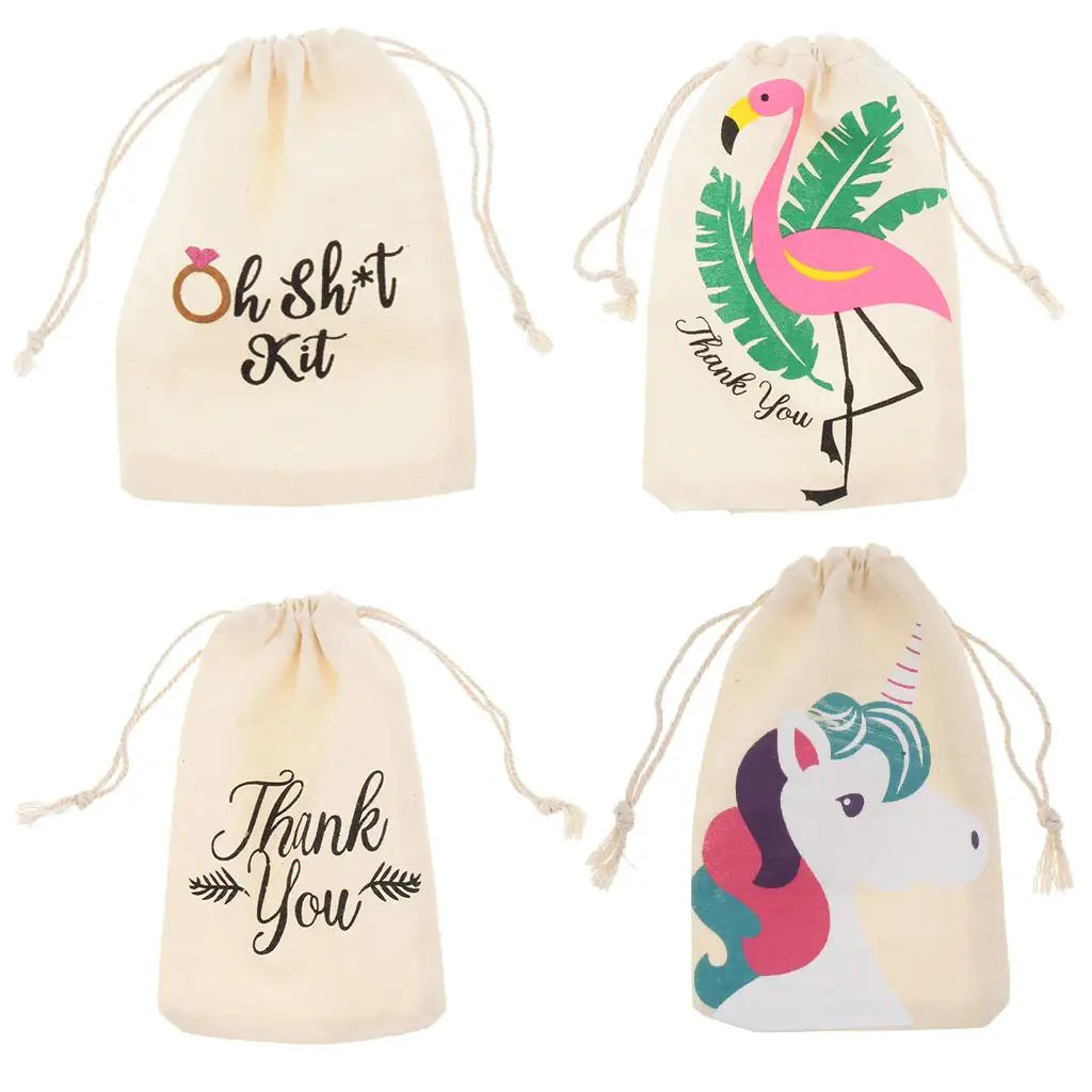 Linen Cotton Drawstring Candy Pouch Multipurpose Jewelry Gift Bag Square Eco-friendly Wedding Favor for Events Quake