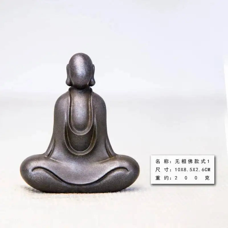 Chinese Style National Style Formless Buddha Statue Zen Ornament Study Room Decoration Tea Pet Imitation Cast Iron Handmade Quake 10cm 1 polished Version