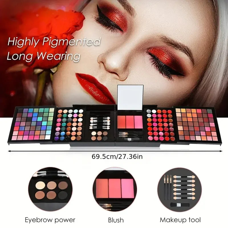 177 Color Makeup Set Including Eyeshadow Palette Blush Lip Gloss Concealer, All-in-One Women's Makeup Set, Complete Set with Mir Quake